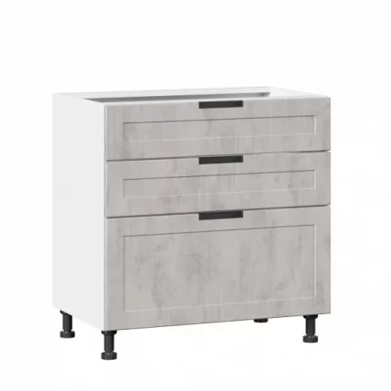 Тумба кухонная 800 с 3 ящиками (4) Джамис ЛД 296.160.000.011 Белый Белый камень_0