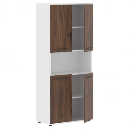 Шкаф с двумя комплектами глухих малых дверей ЕДИС ЕХCС 85.4 Дуб Денвер темный Мокко Белый / EDIS EHCS_1