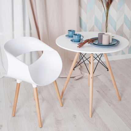 Стол CINDY NEXT (mod. 70-80 MDF) металл/мдф/бук, D80х75см, белый/натуральный_10