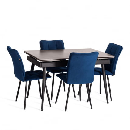 Стол обеденный Lord Grey/Лорд Грей столешница керамика (матовая) /опоры металл, светло-серый/черный, (120+30+30)x80x75 см_7