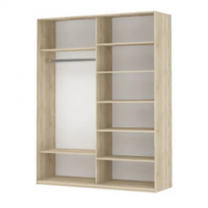 Шкаф-купе двухдверный Прайм 1400 ДСП/Белое стекло Дуб сонома_1