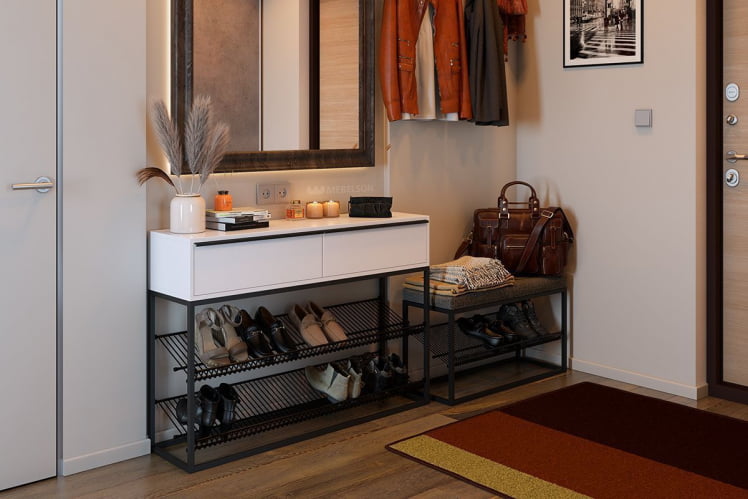 Обувница Крафт 2 LMN-02 черный муар/белый_1