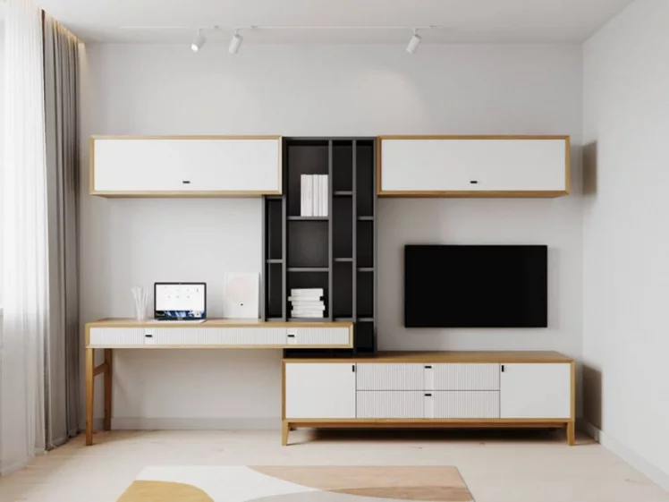 Набор мебели для гостиной Бари №2 Дуб Золотой Оник серый Белый_1