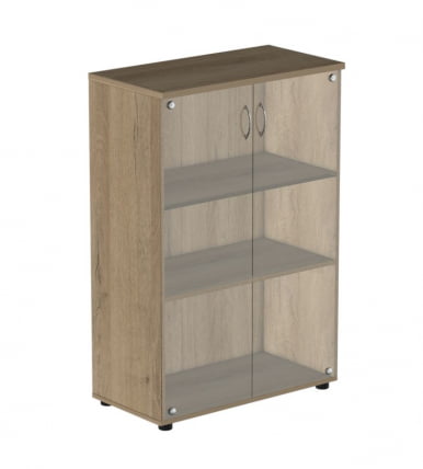 Шкаф для документов с прозрачными стеклами Р.Шс-3СБ Ясень темный_0