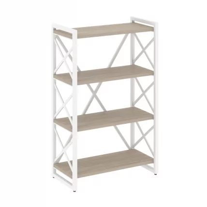 Стеллаж на регулируемых опорах - 4 полки LOFT VR.L-MST.O-4.8 Металл белый Дуб Аттик_0