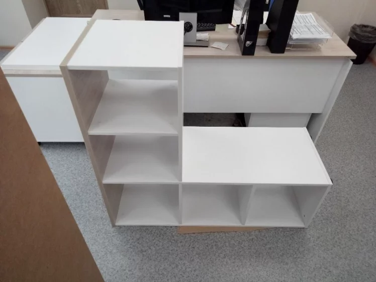 Стеллаж к столу Deka 9.06.10 Дуб Сантана светлый/Белый_3