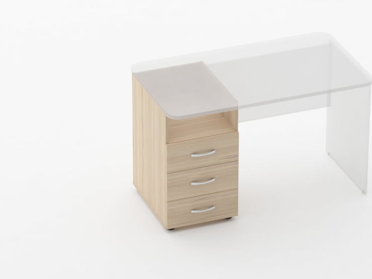 Тумба встраиваемая в стол на 3 ящика с нишей Glassy 3.12.12 Туя_1