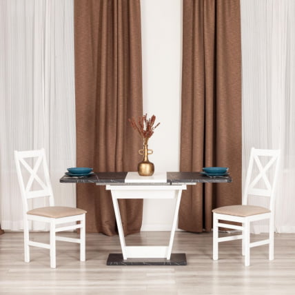 Стол обеденный FOX раздвижной ЛДСП, 68.6x110-145x75 см, Мрамор черный/Белый_13