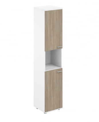 Шкаф высокий с нишей левый Sigma SG.846.WH.OD.OD.L Белый Дуб темный_0