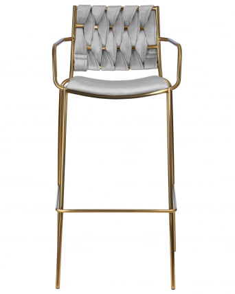 Стул барный ДОБРИН МИЛЛЕР ГОЛД (cветло-серый велюр (135-37)) / DOBRIN MILLER GOLD (cветло-серый_5