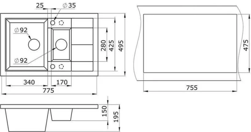 Кухонная мойка GRANULA 7802 Арктик_2