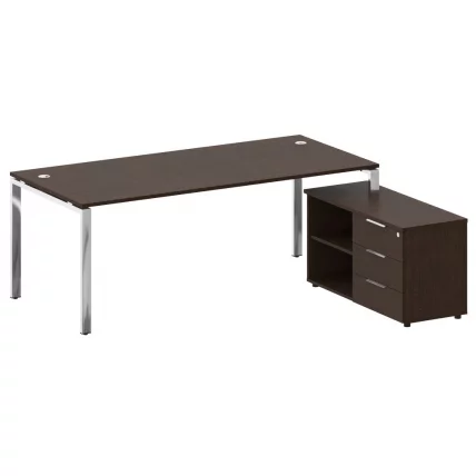 Стол рабочий руководителя с опорной тумбой левый METAL SYSTEM DIRECT БГ.СРТ-6.9 Пр Венге Цаво_0