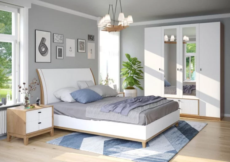 Модульная спальня Бари №3 Дуб Золотой Белый_0