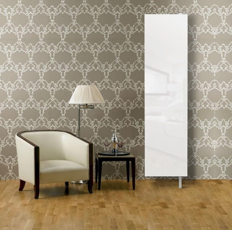 Поворотный шкаф в белом глянцевом стекле Драйв Шелф (правый) Беленый дуб_1