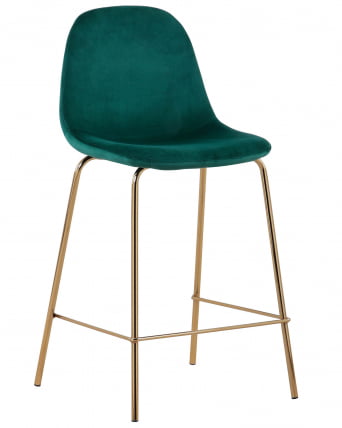 Стул полубарный Валенсия велюр Зеленый золотые ножки_0