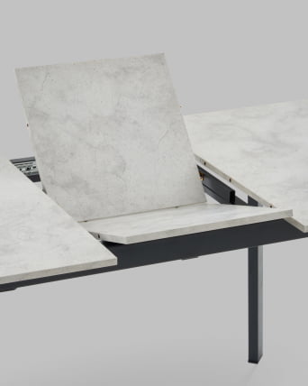 Стол Бату нев 120-160/80/76, столешница ЛМДФ, ароза светлая, подстолье металл черный / Batu new_6