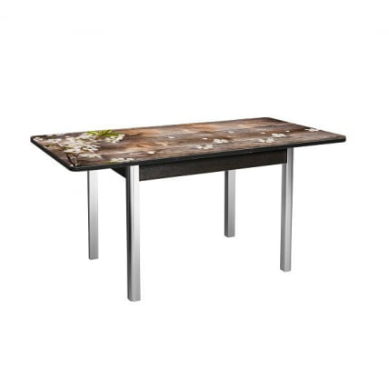 Стол раздвижной 1,55 Победа, СТЕКЛО, опоры полуовал ХРОМ, Венге/128947691_2