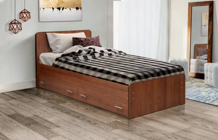 Кровать с ящиками на уголках №5 ЛДСП 700*2000 Ясень Анкор темный_0