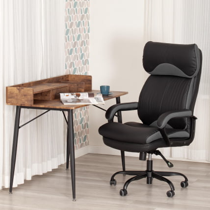 Кресло руководителя Duke metal BL кож/зам/ткань, черный/серый, 36-6/12_13