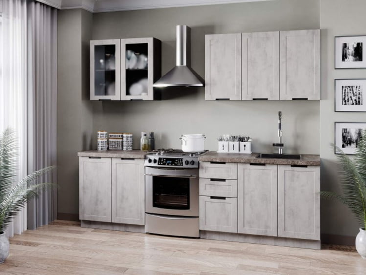 Шкаф кухонный 400 со стеклом Джамис ЛД 296.320.000.060 Черный Белый камень_2