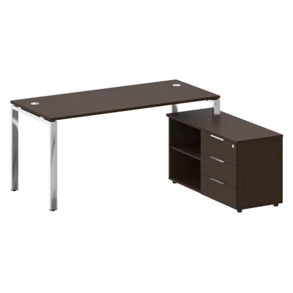 Стол рабочий руководителя с опорной тумбой METAL SYSTEM DIRECT БГ.СРТ-4.7 Пр Венге Цаво_0