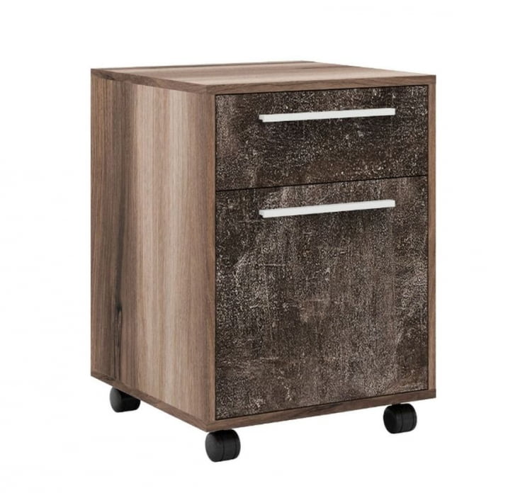 Тумба подкатная 2 ящика B-TONE BTN36130242 Вяз Бетон темный_0