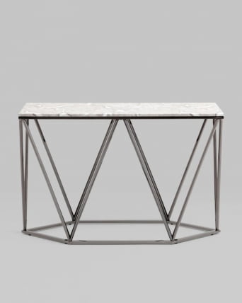 Консоль Авалон 122*41 серый мрамор сталь Темный хром_5