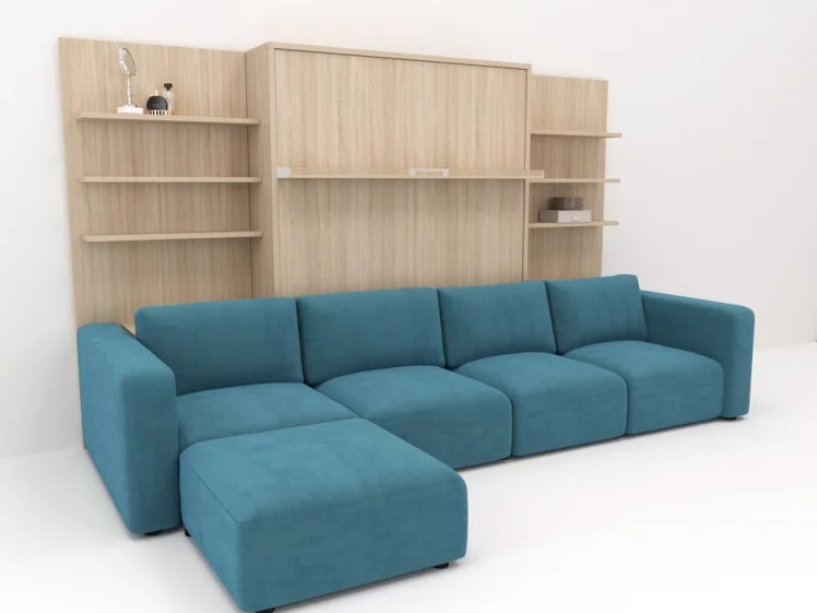 Диван кровать трансформер Смарт 1 П+КД+П+Пуф 1400 Дуб молочный_0