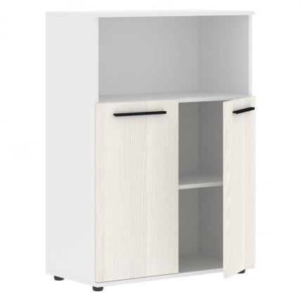 Шкаф с глухими малыми дверьми ЕДИС ЕМCС 85.3 Ясень Траун Черный Белый / EDIS EMCS_1