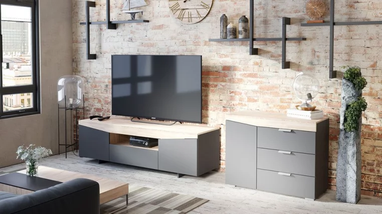 Комод тип 1 Дуб Сонома/Графит Серый_3