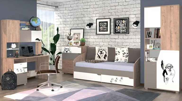 Стол-трансформер Хаски 13 Дуб Ирландский Мокко Белый_3