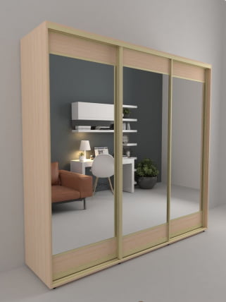 Шкаф-купе 3-х дверный Акцент-Лайт 3 2400х600 Дуб молочный_0