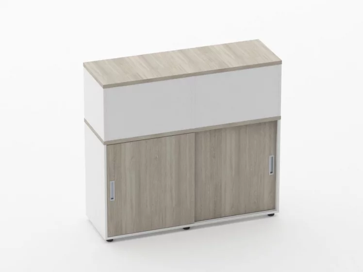 Тумба комбинированная высокая для рабочего модуля Deka 9.04.125 Дуб Сантана светлый/Белый_0