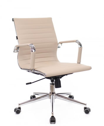 Кресло для персонала Leo T экокожа Бежевый_0
