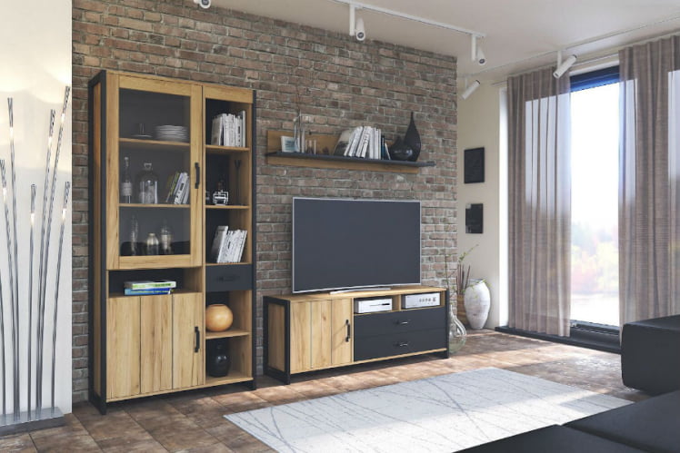 Гостиная Техно №2 Дуб золотой/Чёрный_0