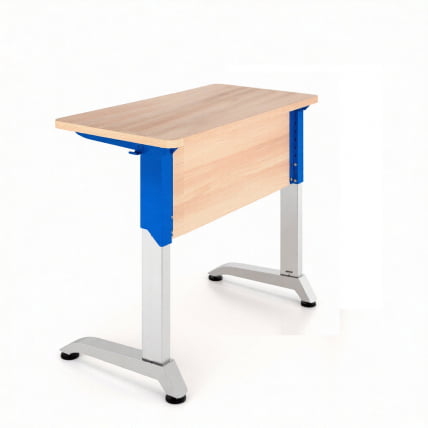 Парта одноместная Де Гласси Н (рост 5-7)  ЛДСП Дуб Сантана/ Металл Серый+Синий_0