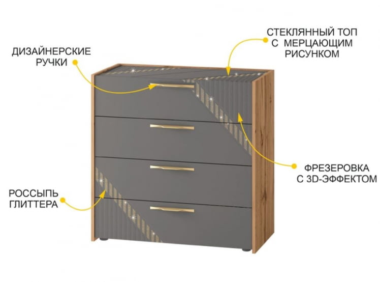 Комод Монако 902.18 Дуб Вотан Оникс Графит_2