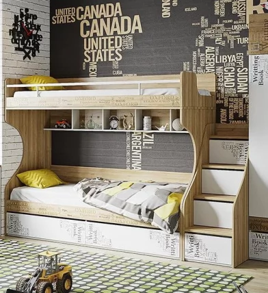 Кровать 2-х ярусная Оксфорд ТД-139.11.01 Ривьера Белый с рисунком_3