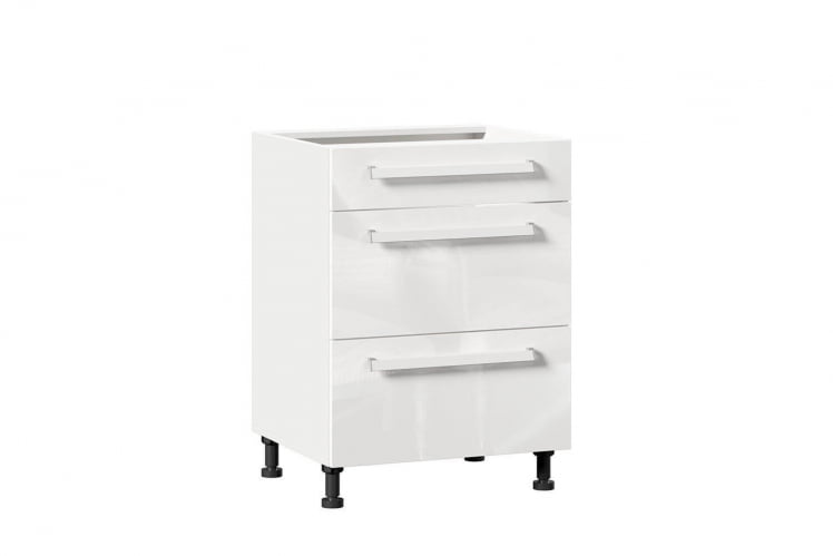 Тумба кухонная 600 с 3 ящиками ЛЮКС (5) Герда ЛД 272.195.000 Белый/Белый глянец_0