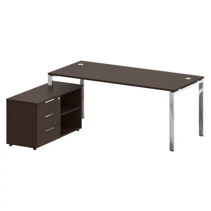 Стол рабочий руководителя с опорной тумбой левый METAL SYSTEM DIRECT БГ.СРТ-5.8 Л Венге Цаво_0
