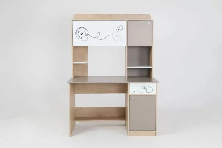 Стол компьютерный Котофей Дуб Ирландский Мокко Белый_1