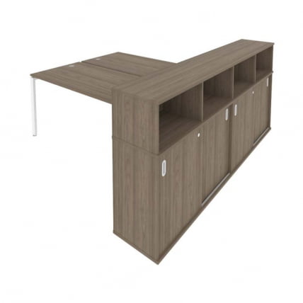 Рабочая станция с опорным шкафом-купе Metal System Б.РС-СШК-4.5 Вяз/Белый_0