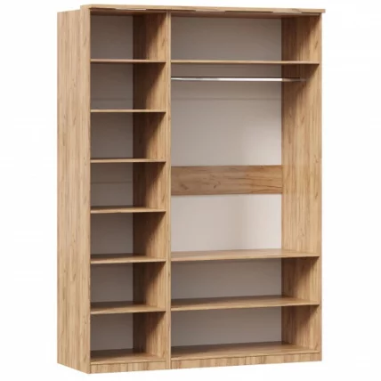 Шкаф трехстворчатый с декоративными накладками Фиджи 002 Дуб Золотой Белый_1