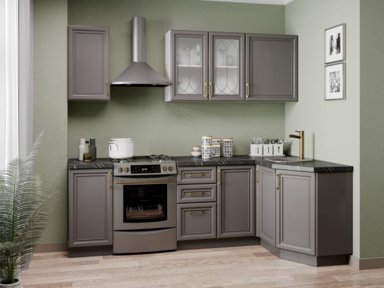 Шкаф кухонный 800 со стеклом Джелатто ЛД 241.360.000.107 Белый Оникс серый_2