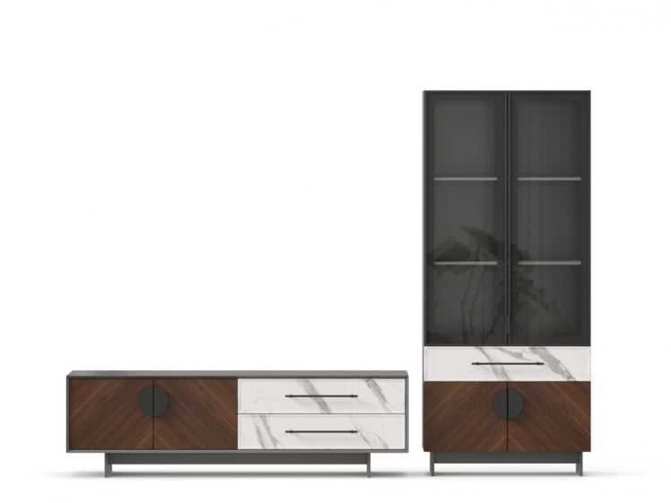 Набор мебели для гостиной Вилена №5 Серый/Орех/Монте белый_1