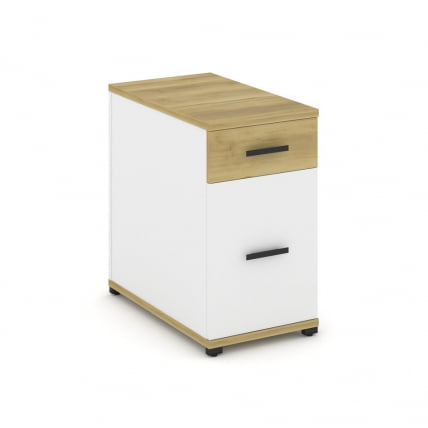 Тумба опорная/приставная с ящиком и распашным фасадом CONCEPT CN.TGO-005 B/W Дуб Винченцо Белый бриллиант Черный_0