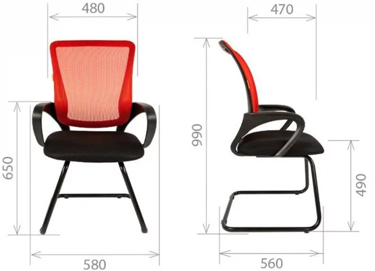 Кресло для посетителей CХАИРМАН 969 В (В)сетка серая/ткань черная / CHAIRMAN (V)сетка_3