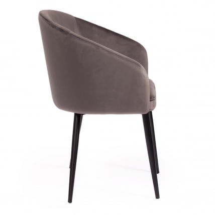 Кресло LA FONTAIN (mod. 004) вельвет/металл, 60 х 57 х 84 см , серый (HLR 24)/черный_1