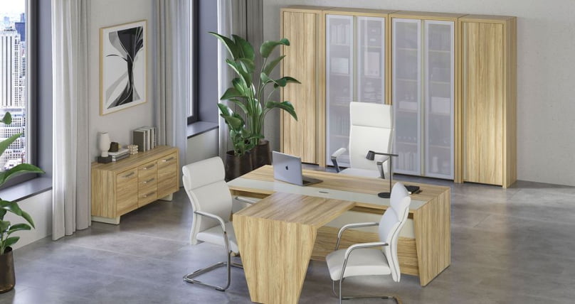 Кабинет руководителя Corner №1 Гикори Песочный Ваниль_0