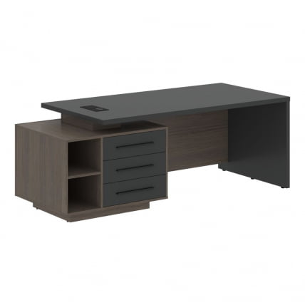 Стол руководителя левый VELION VCT 2190 L Яшма черный Дуб Сильвер_0